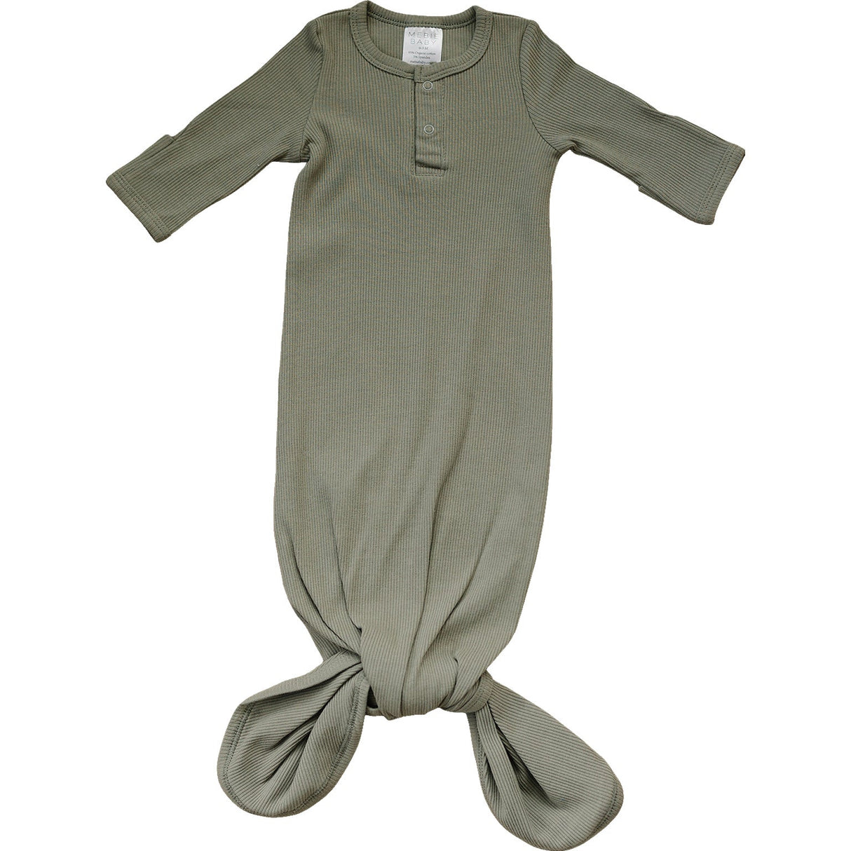 Green Organic Cotton Ribbed Knot Gown