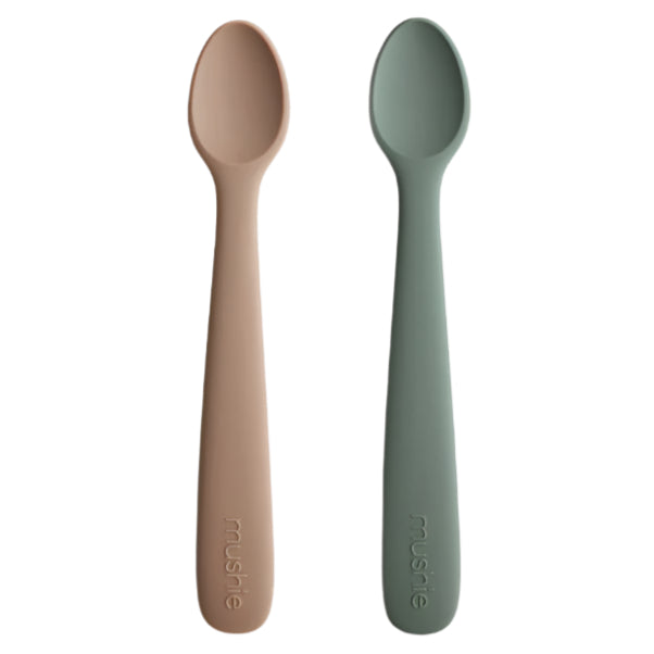 Silicone Feeding Spoons 2-Pack - Dried Thyme/Natural - HoneyBug 