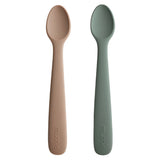 Silicone Feeding Spoons 2-Pack - Dried Thyme/Natural - HoneyBug 