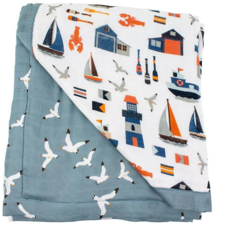 Nautical + Seagulls Oh So Soft Snuggle Blanket - HoneyBug 