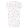 Pink Stars Print Smocked Gown 