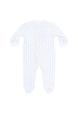 Blue Twirls Zipper Footie - HoneyBug 