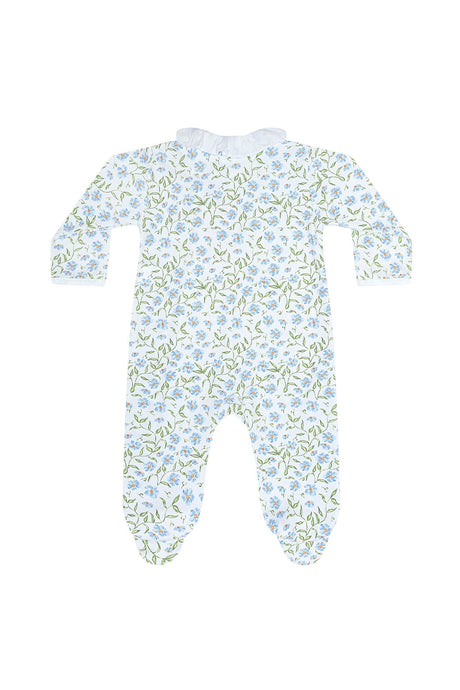 Blue Vines Print Crossover Footie - HoneyBug 