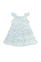 Blue Vines Print Ruffle Dress - HoneyBug 