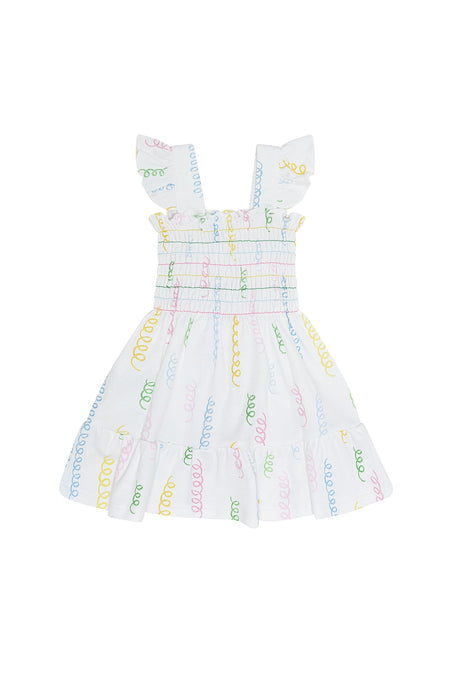 Spirals Print Gathered Dress - HoneyBug 