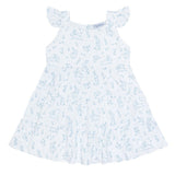 Blue Bunny Toile Ruffle Dress