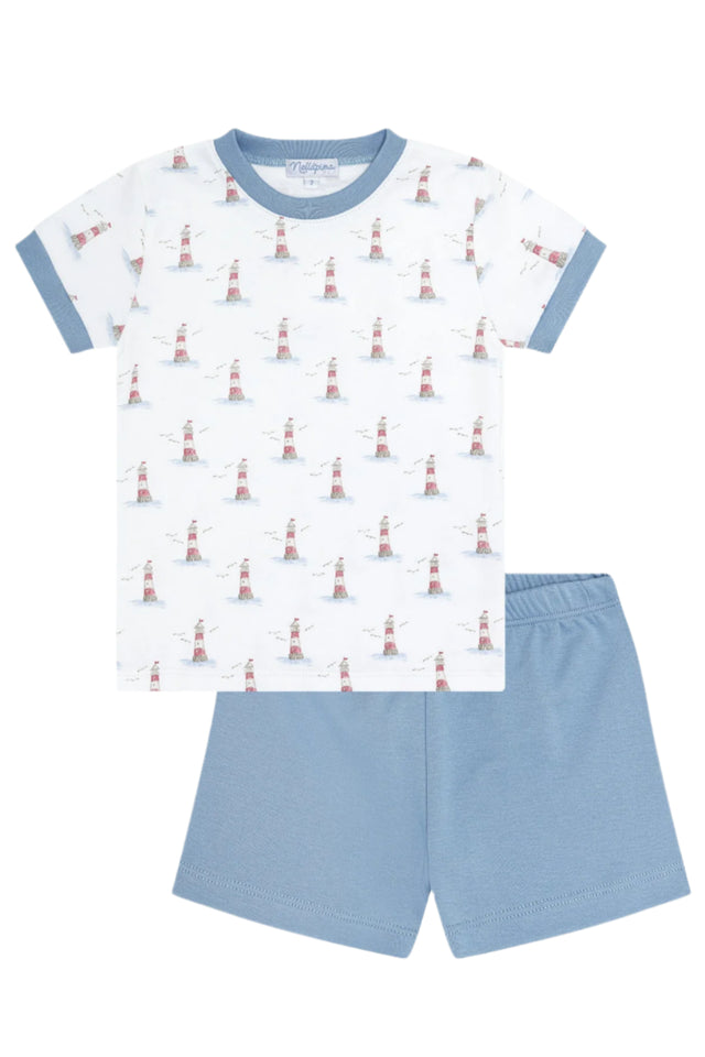 Lighthouse Print Boy Short Set - HoneyBug 