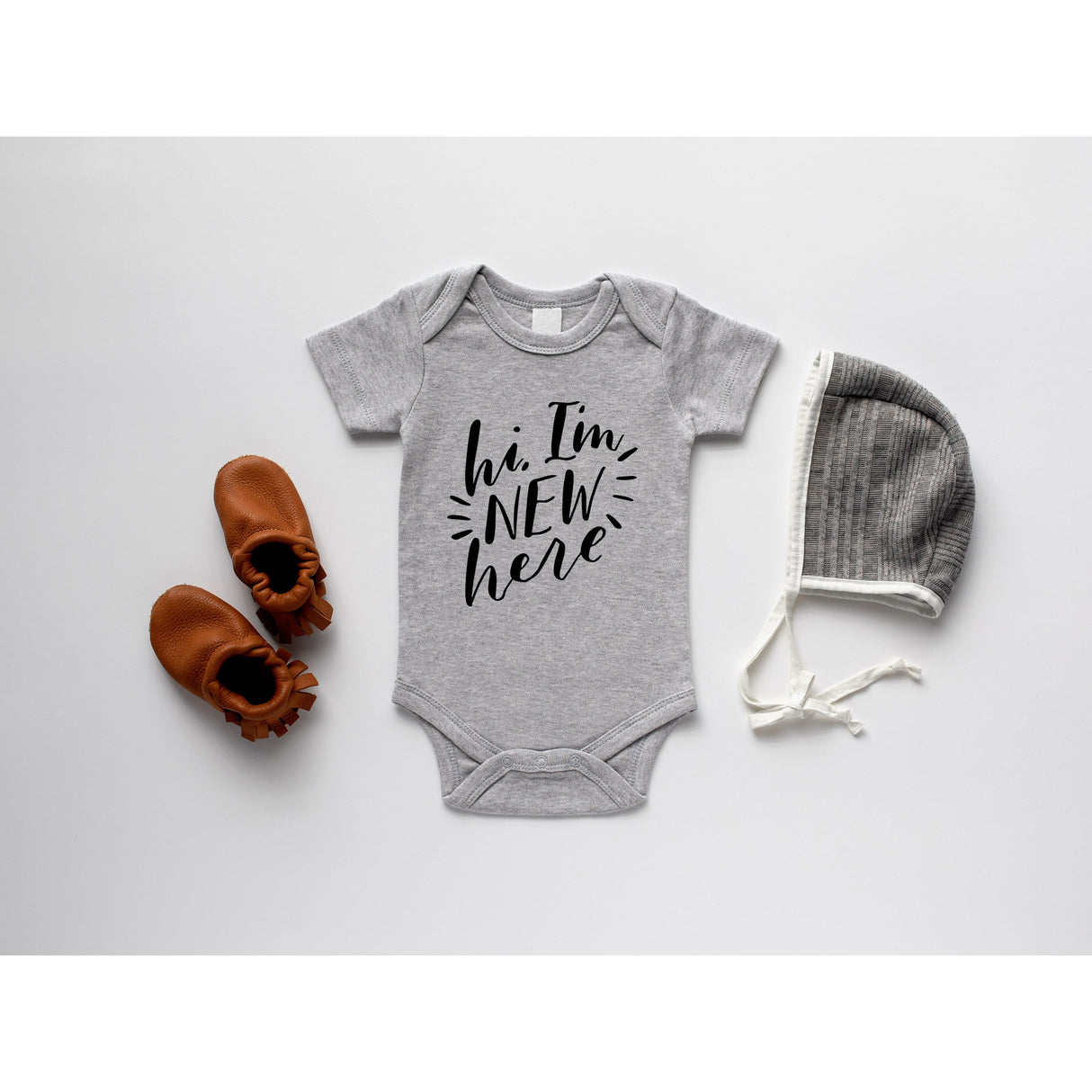 Hi I'm New Here Organic Baby Bodysuit - HoneyBug 