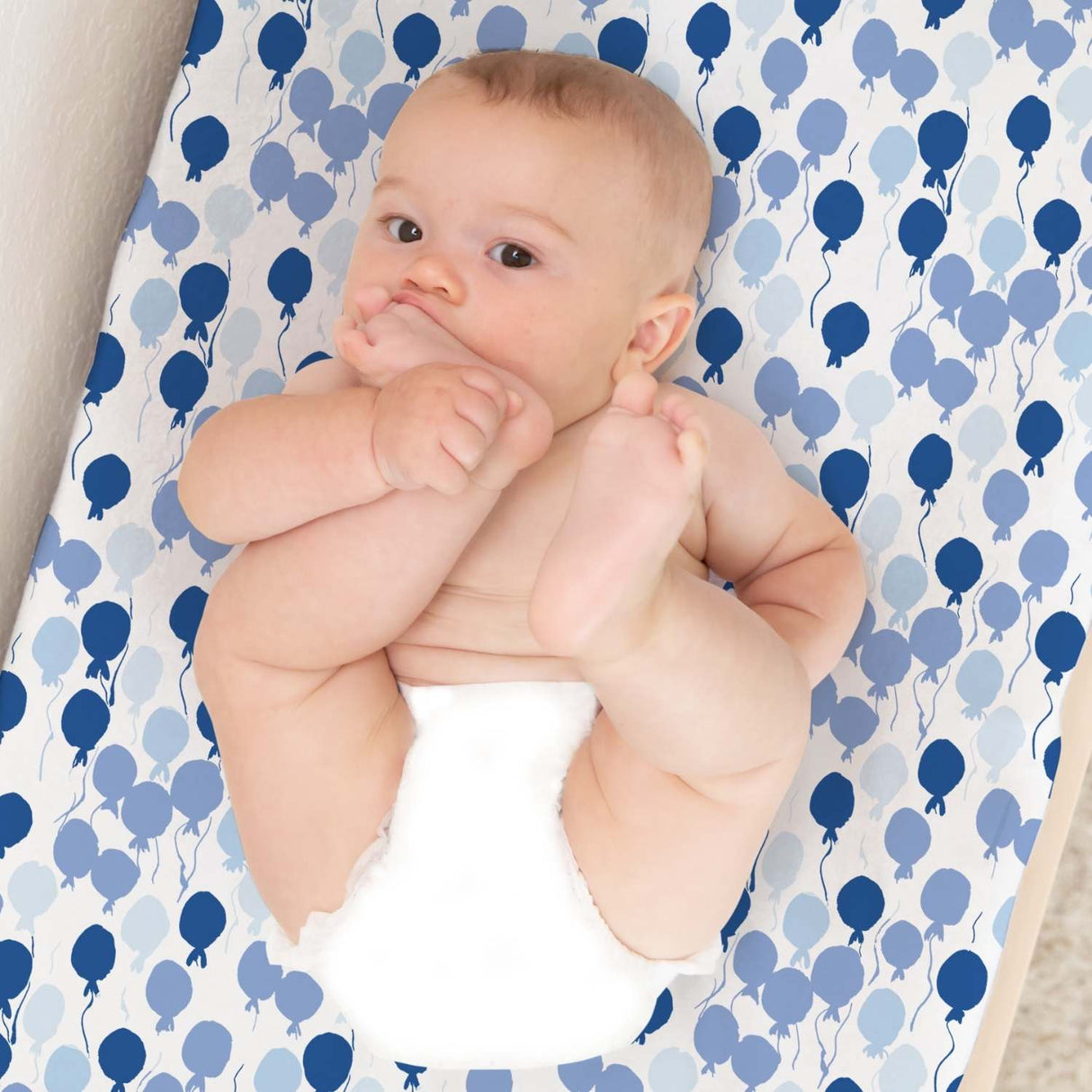 Organic Changing Pad Cover - Blue Balloons