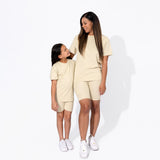 Oat Bamboo Blend Women's Oversized Tee & Biker Shorts Set - HoneyBug 