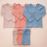 Organic Ribbed Cotton Top - Ocean Blue - HoneyBug 