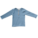 Organic Ribbed Cotton Top - Ocean Blue - HoneyBug 