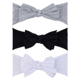 3 Pack Headband Set - Onyx, Heather Grey & White - HoneyBug 