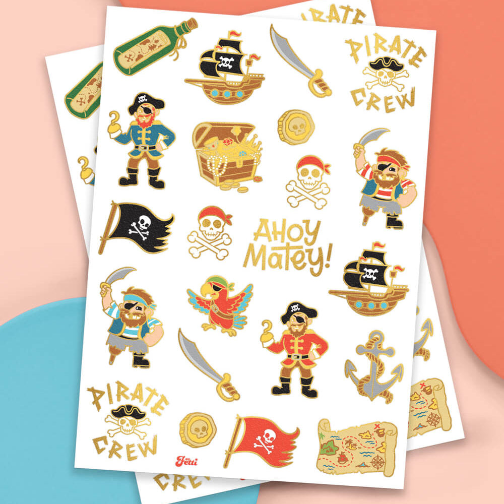 Ahoy Matey! Tats - 44 foil temporary tattoos