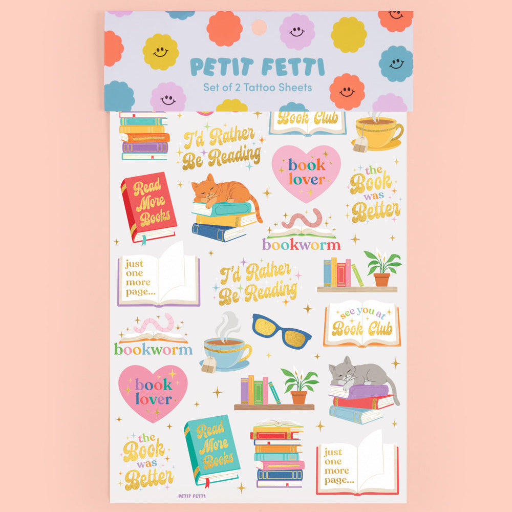 Book Lover Tats - 48 Foil Temporary Tattoos