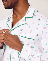 Men's Pima Pajama Set in Jingle Paws - HoneyBug 