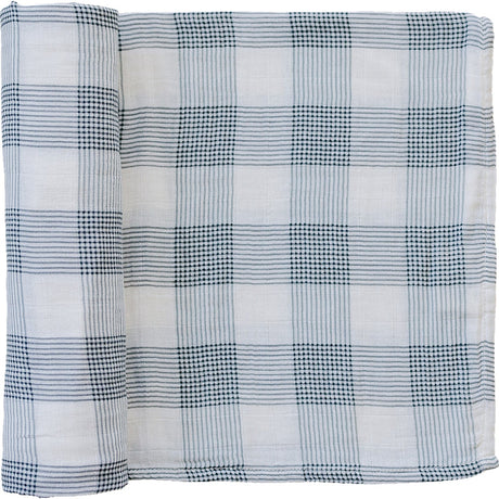Coastal Plaid Muslin Swaddle Blanket - HoneyBug 