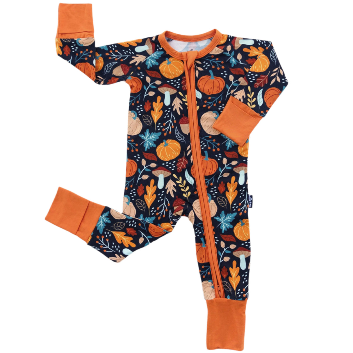 ZIP ROMPER - Pumpkin Leaves