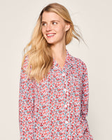 Women's Pima Long Sleeve Short Set in Fleurs des Bois