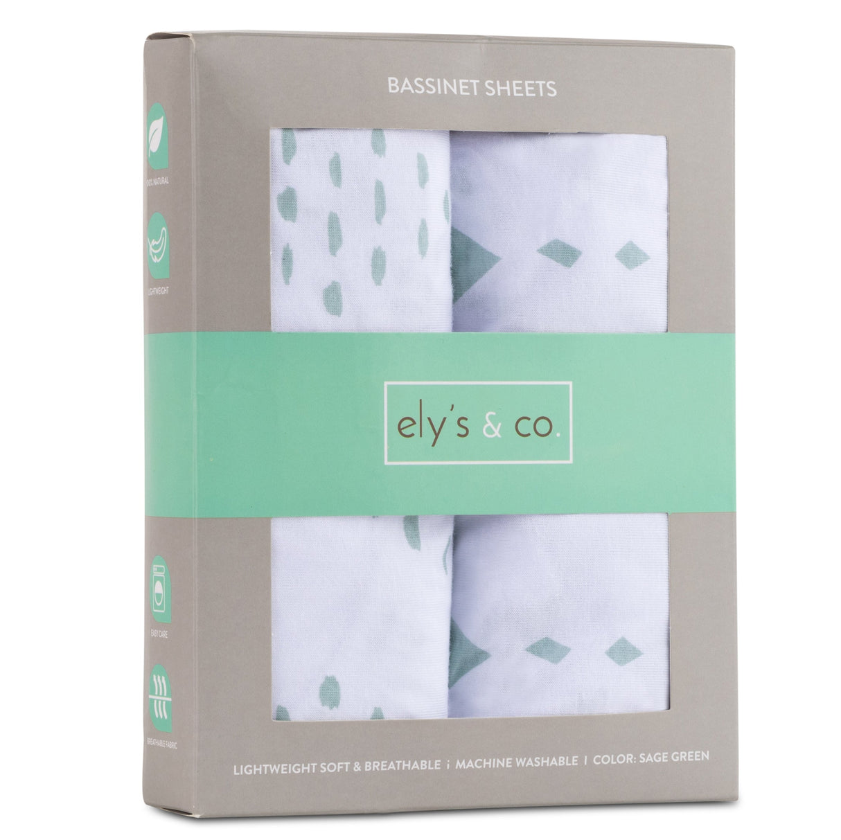 Bassinet Sheet Set - Sage Diamond - HoneyBug 