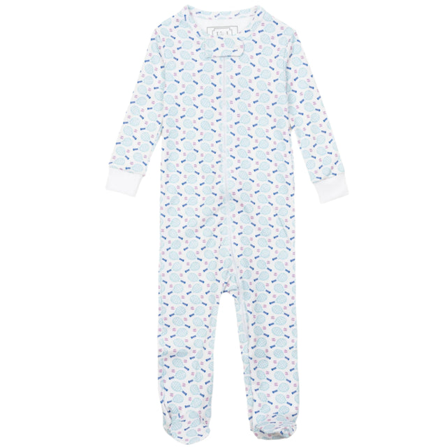 Parker Girls' Pima Cotton Zipper Pajama - Tennis Match Pink - HoneyBug 