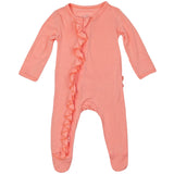 Ruffle 2 Way Zip Romper - Peach