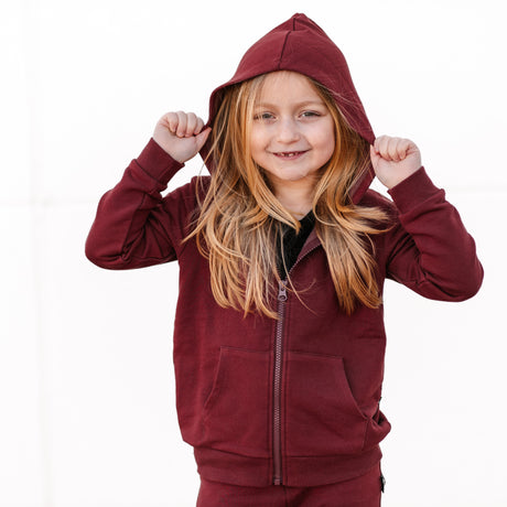 ZIP HOODIE- Oxblood Bamboo French Terry - HoneyBug 
