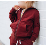 ZIP HOODIE- Oxblood Bamboo French Terry - HoneyBug 