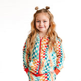 ZIP HOODIE- Groovy Check Bamboo French Terry - HoneyBug 