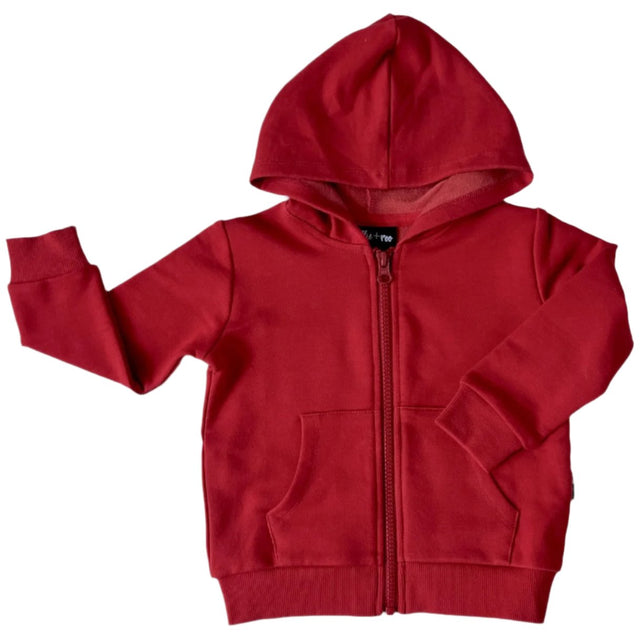 ZIP HOODIE- Red Bamboo French Terry - HoneyBug 