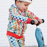 ZIP HOODIE- Groovy Check Bamboo French Terry - HoneyBug 