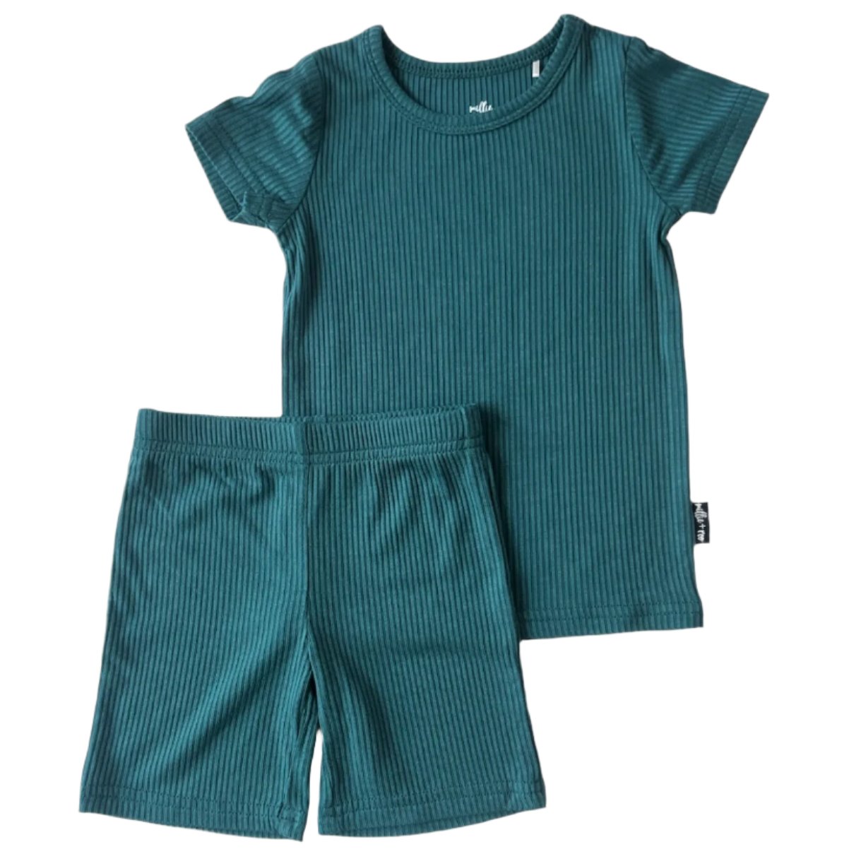TWO PIECE SHORTIE SET- Peacock Ribbed - HoneyBug 