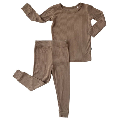 LONG SLEEVE 2 PIECE SETS- Mocha Ribbed - HoneyBug 
