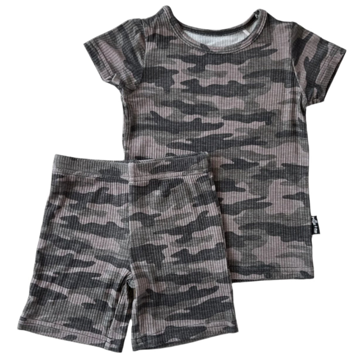 TWO PIECE SHORTIE SET- Chris Camo Ribbed - HoneyBug 