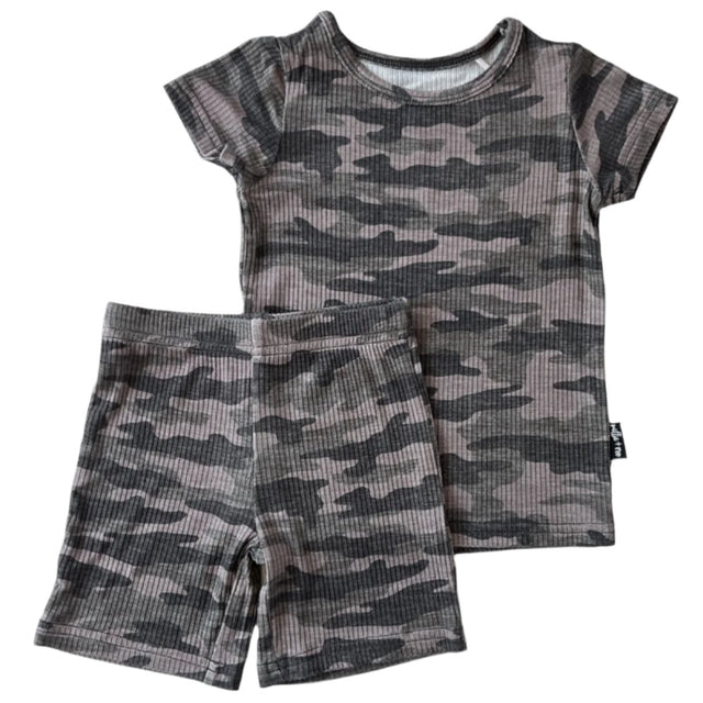 TWO PIECE SHORTIE SET- Chris Camo Ribbed - HoneyBug 