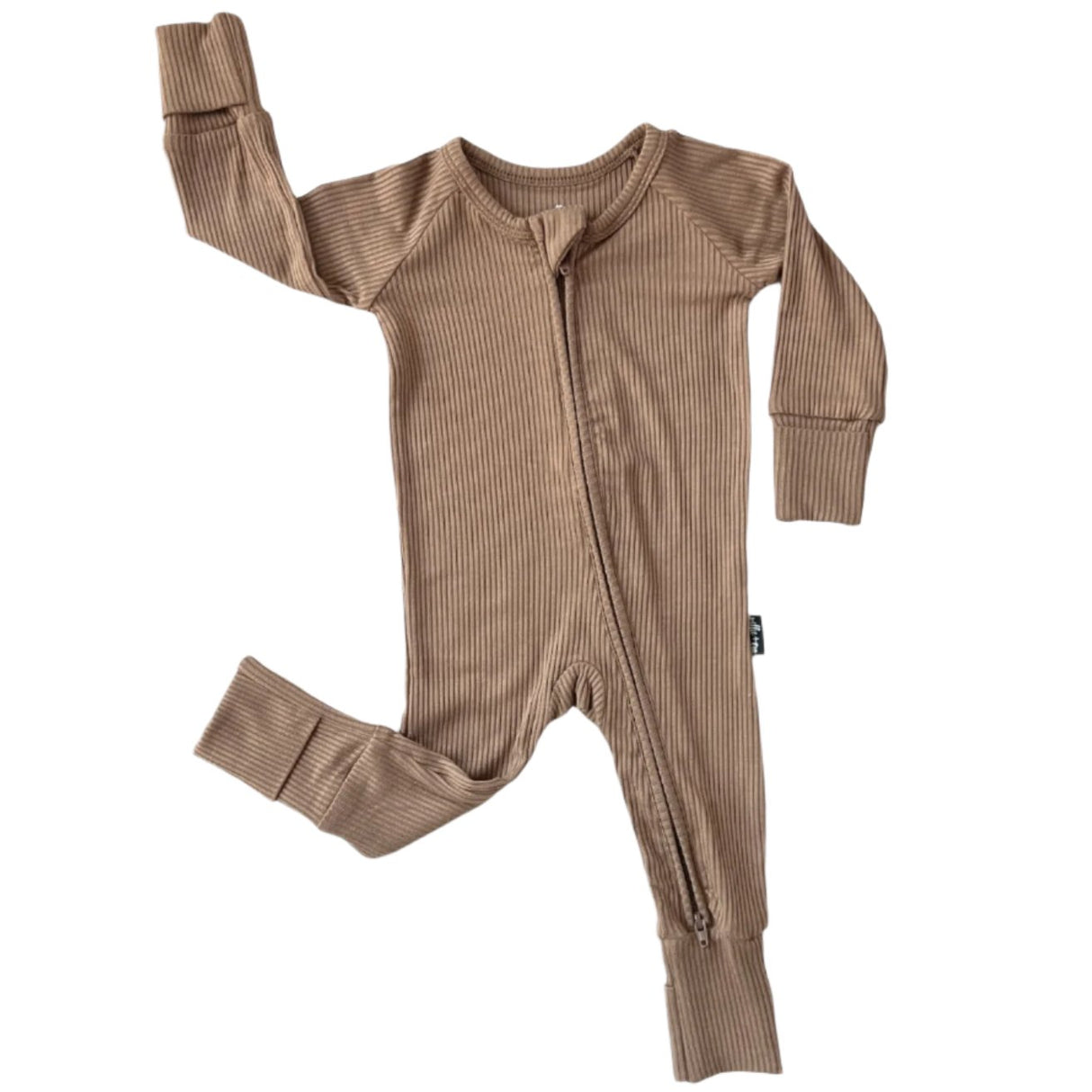 Zip Romper - Mocha Ribbed