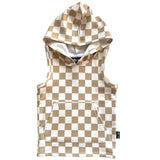 BAMBOO HOODIE TANK- Tan Check - HoneyBug 