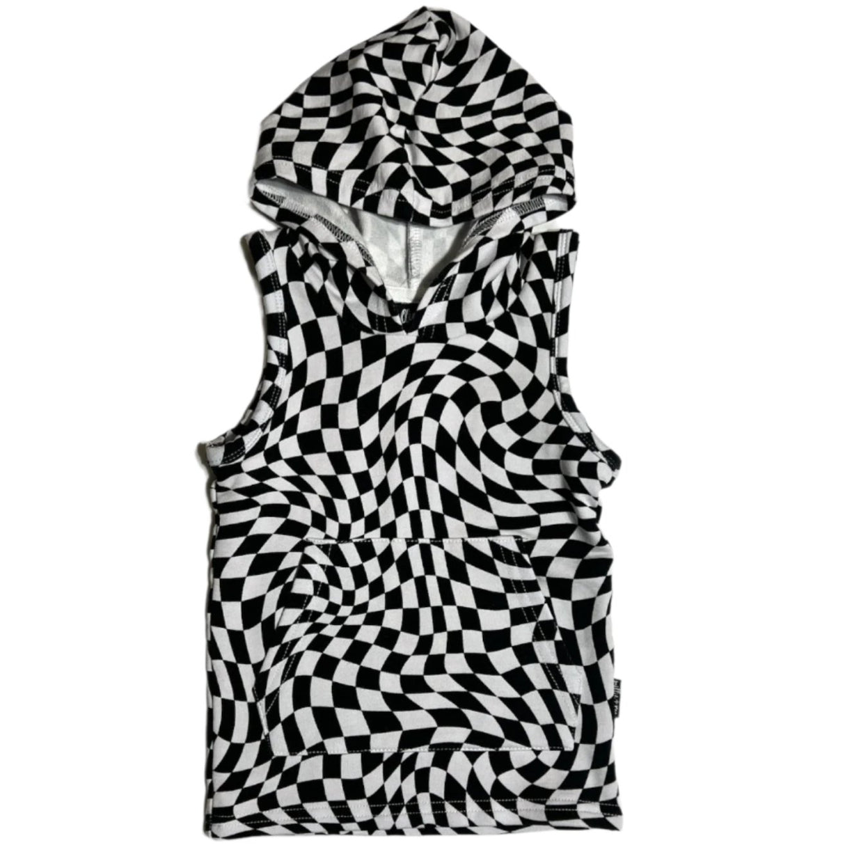 BAMBOO HOODIE TANK- Black Dizzy Check - HoneyBug 