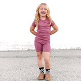 TWO PIECE SHORTIE SET- Mauve Ribbed - HoneyBug 