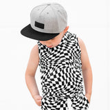 BAMBOO HOODIE TANK- Black Dizzy Check - HoneyBug 