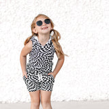 BAMBOO HOODIE TANK- Black Dizzy Check - HoneyBug 