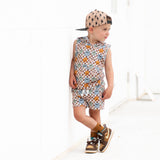 BAMBOO HOODIE TANK- Beige Happy Smiles - HoneyBug 