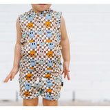 BAMBOO HOODIE TANK- Beige Happy Smiles - HoneyBug 