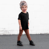 BAMBOO CUFF BEANIE- Sienna Check - HoneyBug 