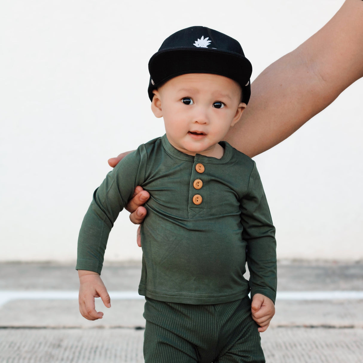 HENLEY LONG SLEEVE- Moss - HoneyBug 