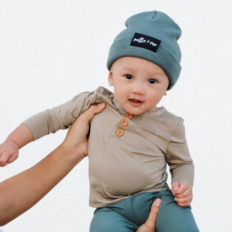 HENLEY LONG SLEEVE- Mushroom - HoneyBug 