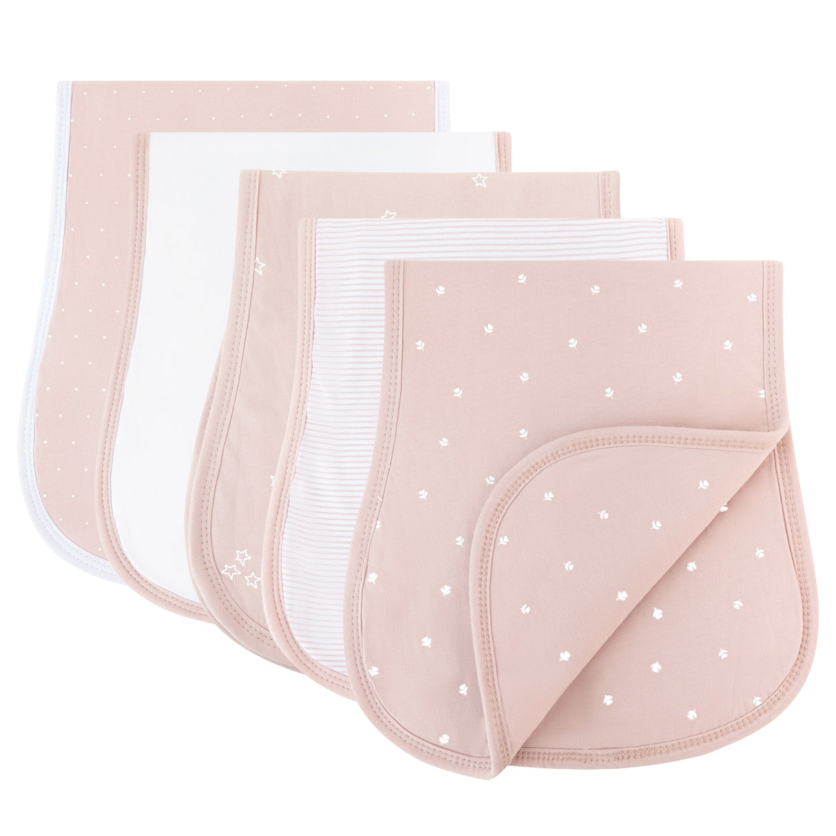 Reversible Burp Cloths - Pink Tulip - HoneyBug 