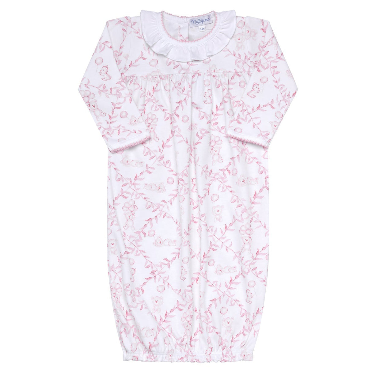 Pink Bears Trellace Baby Gown - HoneyBug 