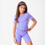 Poppin Purple Bamboo Kids Pajama Short Set - HoneyBug 