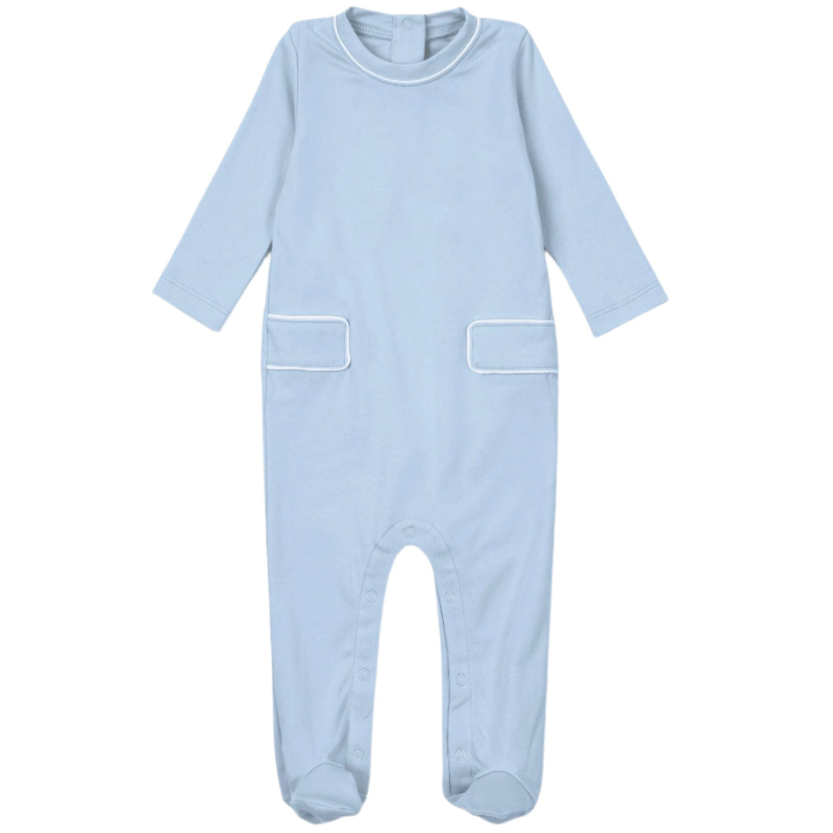 Preston Footed Romper - Light Blue - HoneyBug 